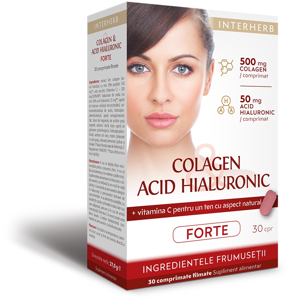 Colagen cu Acid Hialuronic Forte, 30 comprimate, Interherb