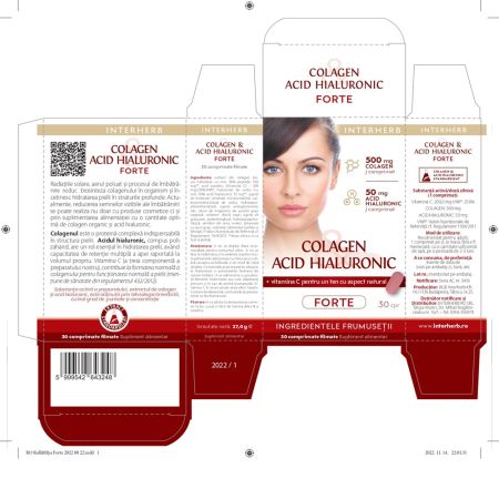 Colagen cu Acid Hialuronic Forte, 30 comprimate, Interherb 709464