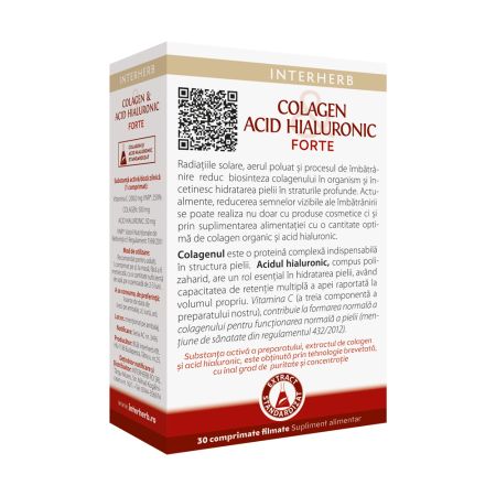 Colagen cu Acid Hialuronic Forte, 30 comprimate, Interherb 709463