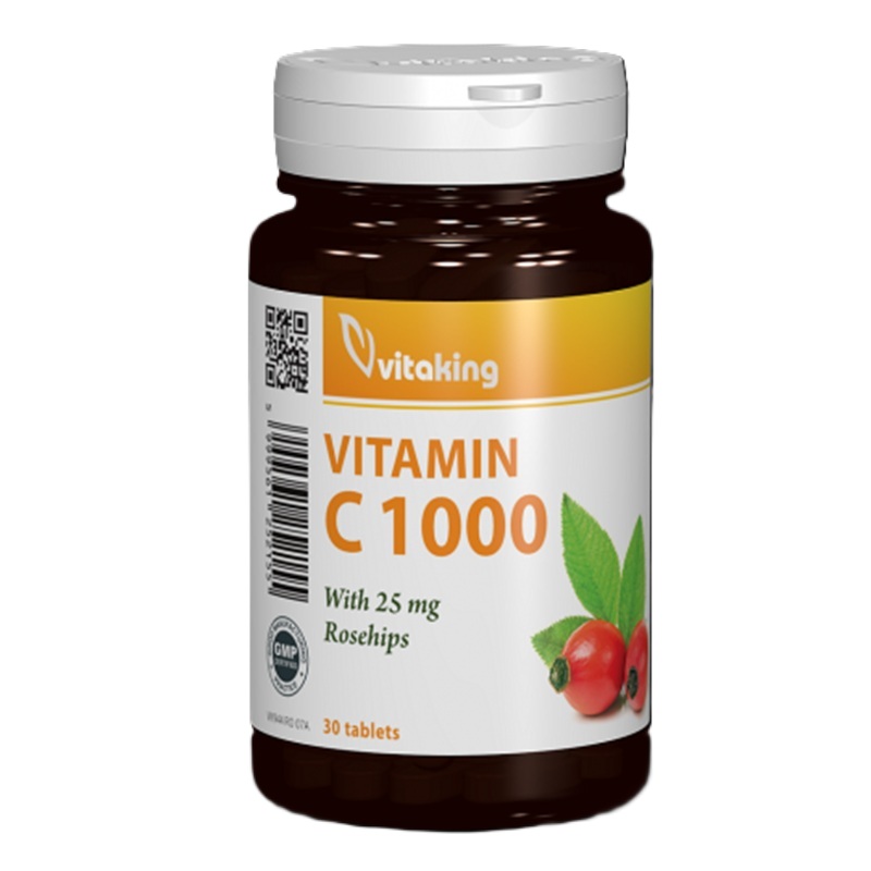 Vitamina C cu macese, 1000 mg, 30 comprimate, Vitaking