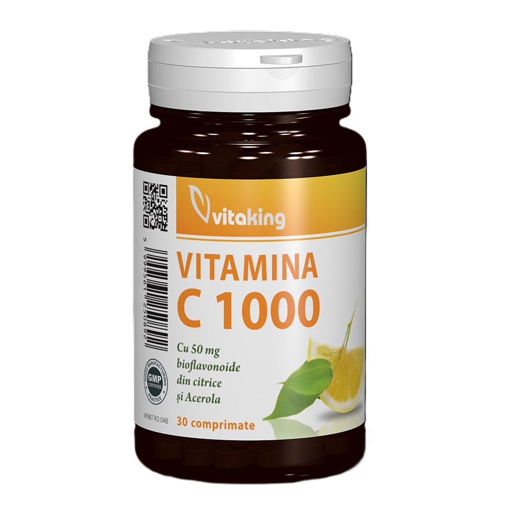 Vitamina C cu macese, 1000 mg, 30 comprimate, Vitaking