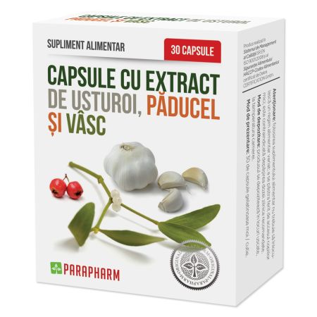 Capsule cu extract de Usturoi cu Paducel si Vasc, 30 capsule, Parapharm