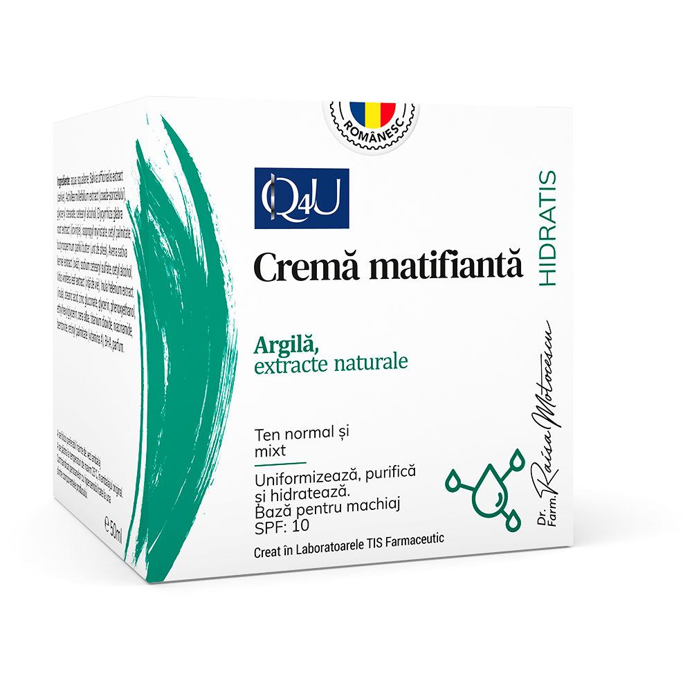 Crema matifianta cu argila Hidratis Q4U, 50 ml, Tis Farmaceutic
