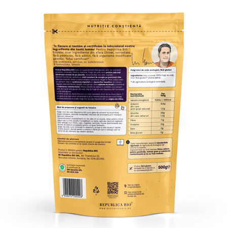 Fulgi mici de ovaz fara gluten ecologici, 500 g, Republica Bio 701915
