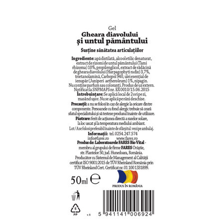 Gel ghiara diavolului si untul pamantului, L94, 50 ml, Fares 620905