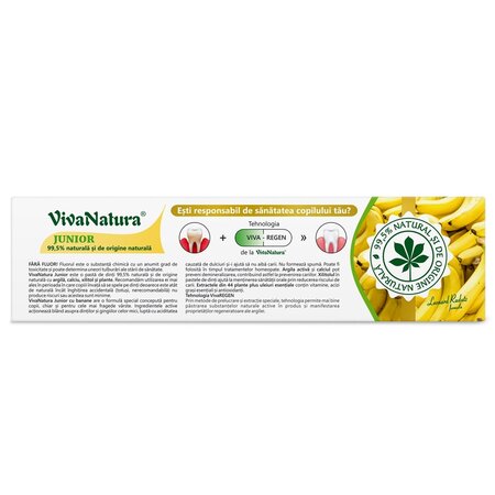 Pasta de dinti naturala pentru copii cu argila activa si banane Junior, 80 ml, Vivanatura 710188
