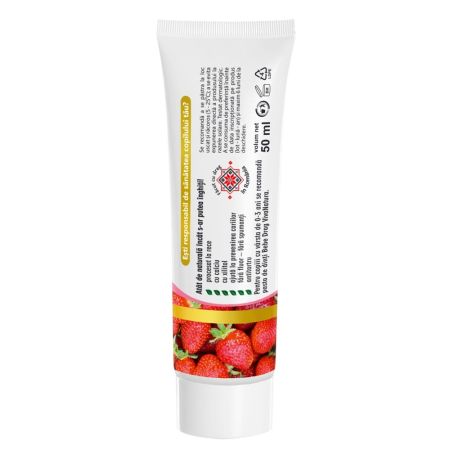 Pasta de dinti naturala pentru copii cu argila activa si capsuni Junior, 50 ml, Vivanatura 709702