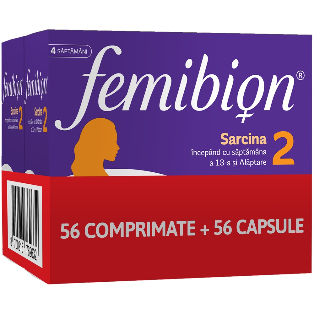 Femibion 2 sarcina si alaptare, 56 comprimate + 56 capsule, Dr. Reddys