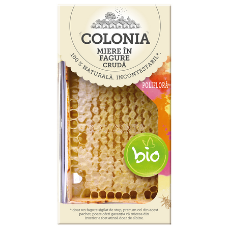 Miere de poliflora cruda in fagure Bio Colonia, 150 g, Evicom Honey