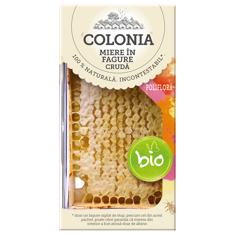 Miere de poliflora cruda in fagure Bio Colonia, 150 gr, Evicom Honey