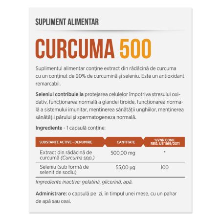 Curcuma, 500, 30 capsule, Parapharm 690135
