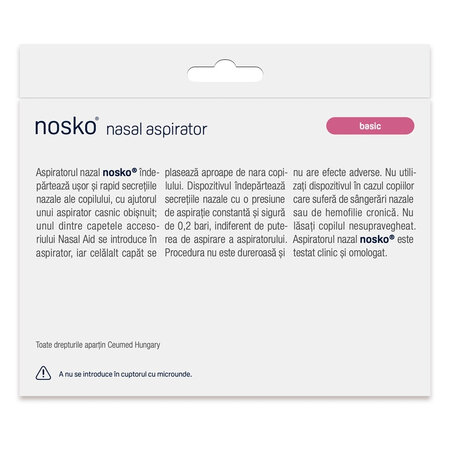 Aspirator nazal pentru nou nascuti si copii Basic, 1 bucata, Nosko 708846