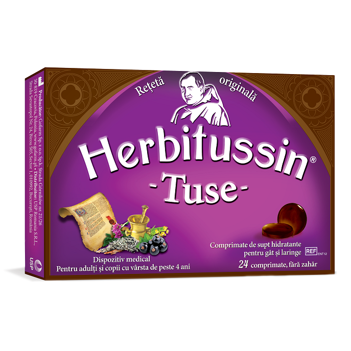 Herbitussin Tuse, 24 comprimate, USP Romania