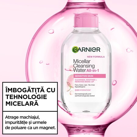Apa micelara pentru ten sensibil Skin Naturals, 100 ml, Garnier 757403