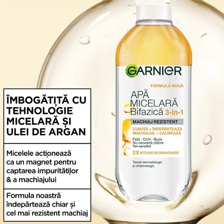 Apa micelara bifazica cu ulei de argan Skin Naturals, 400 ml, Garnier 757498
