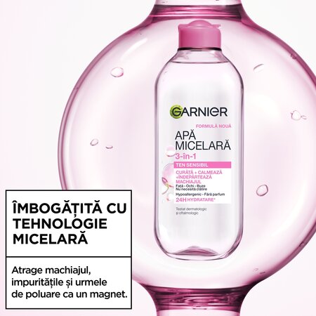 Apa micelara pentru ten sensibil Skin Naturals, 400 ml, Garnier 757487