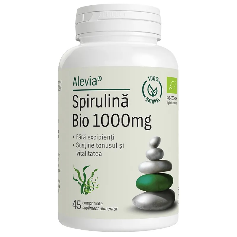 Spirulina Bio, 1000mg, 45 comprimate, Alevia