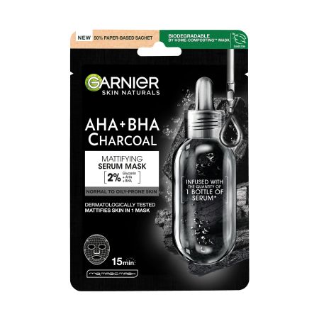 Masca servetel Pure Charcoal Skin Active, 1 bucata, Garnier