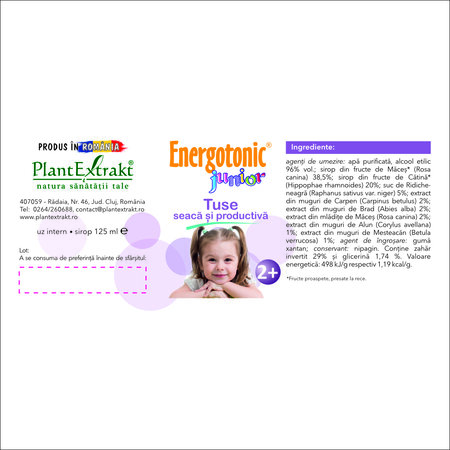 Sirop Energotonic Junior Tuse, 125 ml, Plant Extrakt 732950