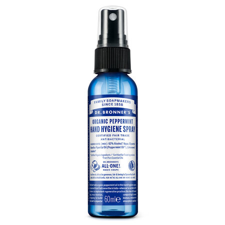 Spray de maini igienizant Peppermint, 60 ml, Dr. Bronner's