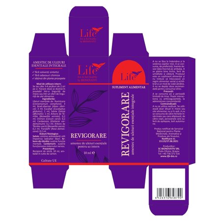 Amestec de uleiuri esentiale pentru uz intern Revigorare Life, 10 ml, Bionovativ 710442