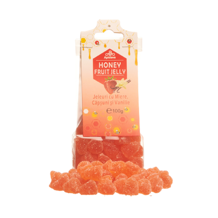 Jeleuri cu miere, aroma de capsuni si vanilie, 100 g, Apidava