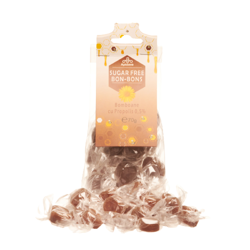 Bomboane fara zahar, cu propolis si aroma de lemn dulce, 100g, Apidava