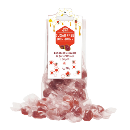 Bomboane cu propolis si aroma de portocale rosii, 70 g, Apidava