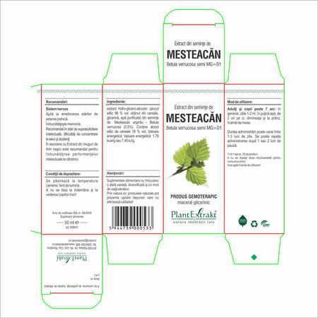 Extract din seminte de Mesteacan, 50 ml, Plant Extrakt 738252