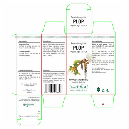 Extract din muguri de Plop, 50 ml, Plant Extrakt 737220