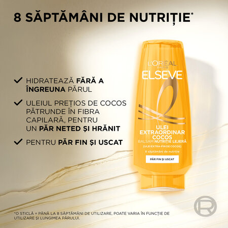 Balsam pentru par normal spre uscat Ulei Extraordinar Cocos, 200 ml, Elseve 696023