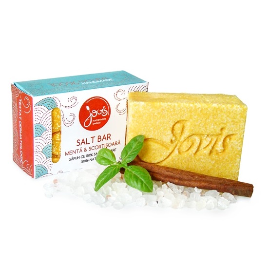 Sapun natural cu sare de mare, menta si scortisoara Salt Bar, 120g, Jovis