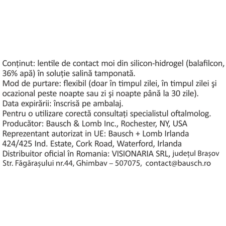 Lentile de contact -2.25 PureVision 2HD, 6 bucati, Bausch Lomb 713250