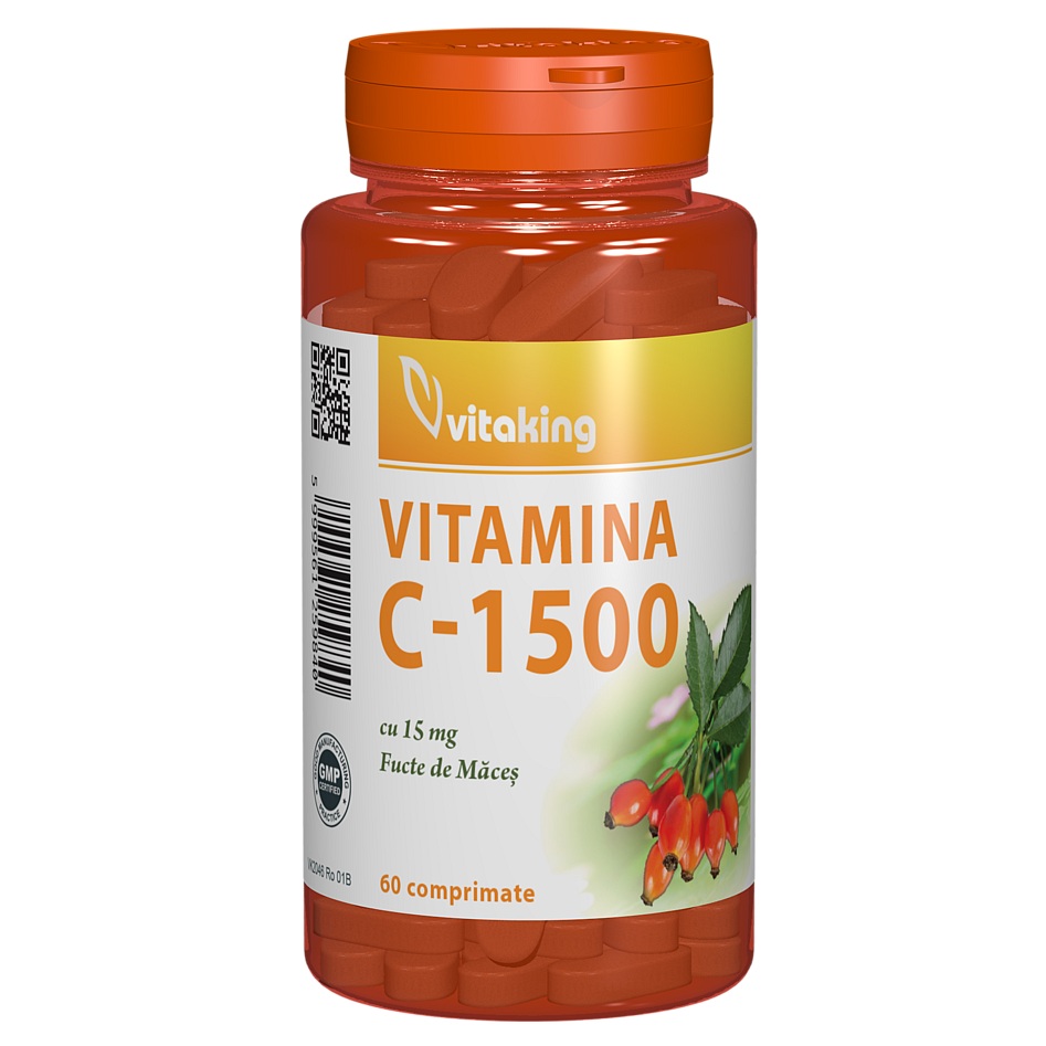 Vitamina C cu macese, 1500 mg, 60 tablete, Vitaking