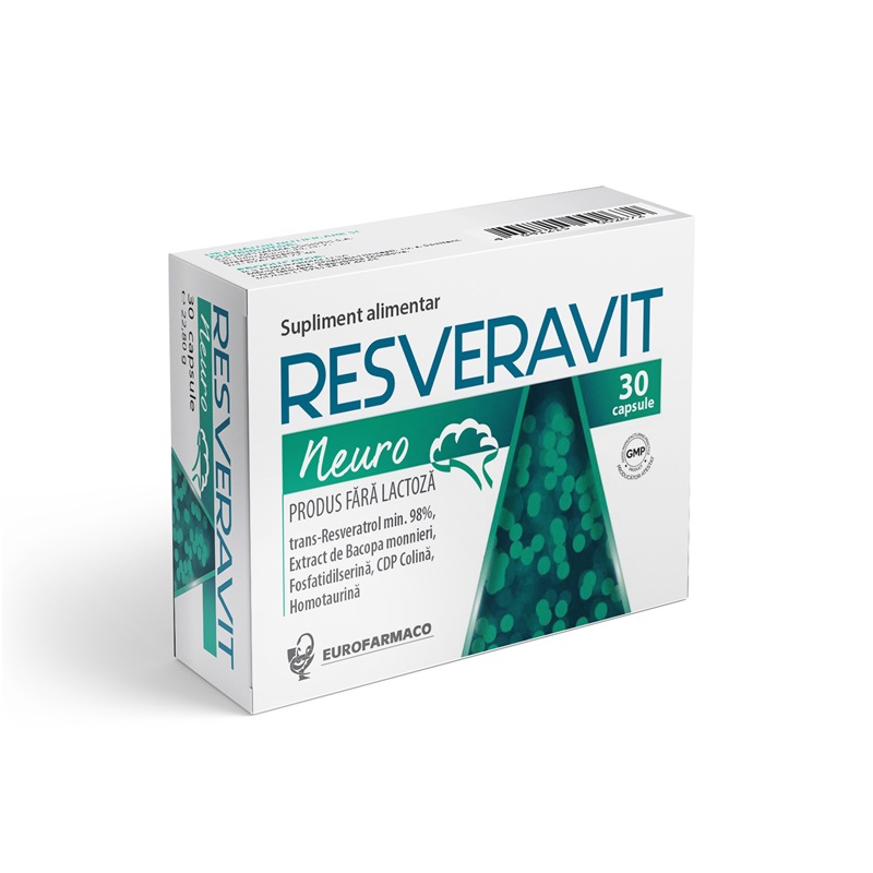 Tonic natural al sistemului nervos și vascular Resveravit Neuro, 30 capsule, Eurofarmaco