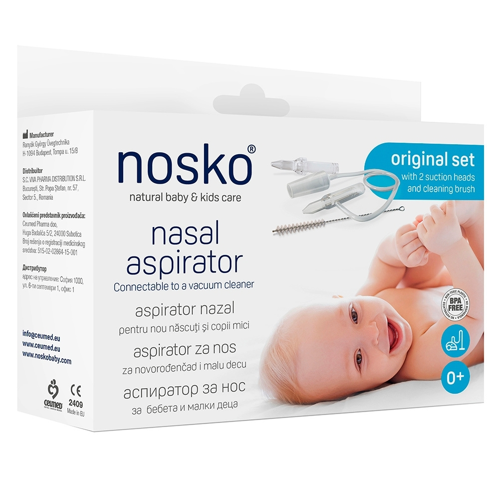Set Aspirator nazal pentru nou nascuti si copii Original, 1 bucata, Nosko