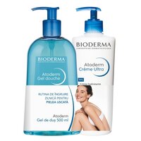 Pachet Atoderm Crema parfumata, 500 ml + Atoderm Gel de dus, 500 ml, Bioderma