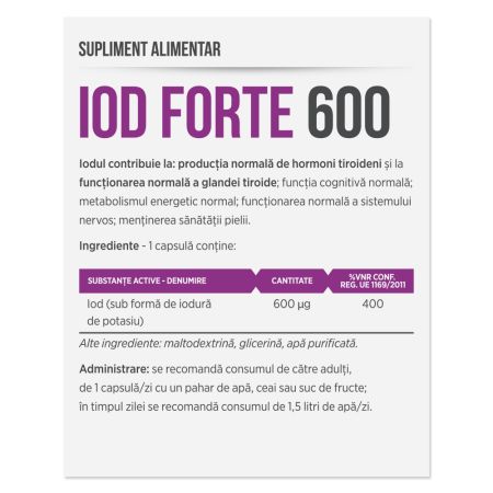 Iod Forte 600, 30 capsule, Parapharm 690527