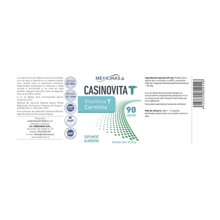 Vitamina T Carnitina Casinovita T, 90 capsule, Medicinas 713790