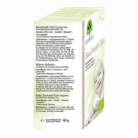 Ceai ecologic calmant pentru burtica bebelusului, 20 plicuri, Neuners 704999