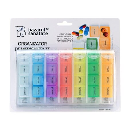 Organizator medicamente format din 28 de casete colorate 4/7, Bazarul de Sanatate 665891