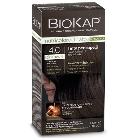 Vopsea pentru par Nutricolor Delicato Rapid, Nuanta Natural Brown 4.0, 135 ml, Biokap