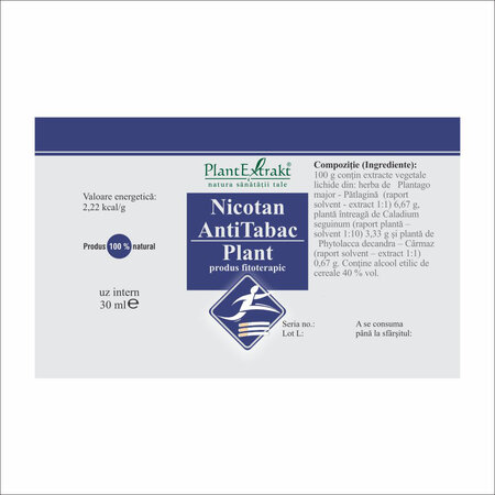 Solutie Nicotan Antitabac Plant, 30 ml, Plant Extrakt 734386