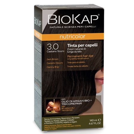 Vopsea permanenta pentru par Nutricolor, Nuanta Dark Brown 3.0, 140 ml, Biokap 