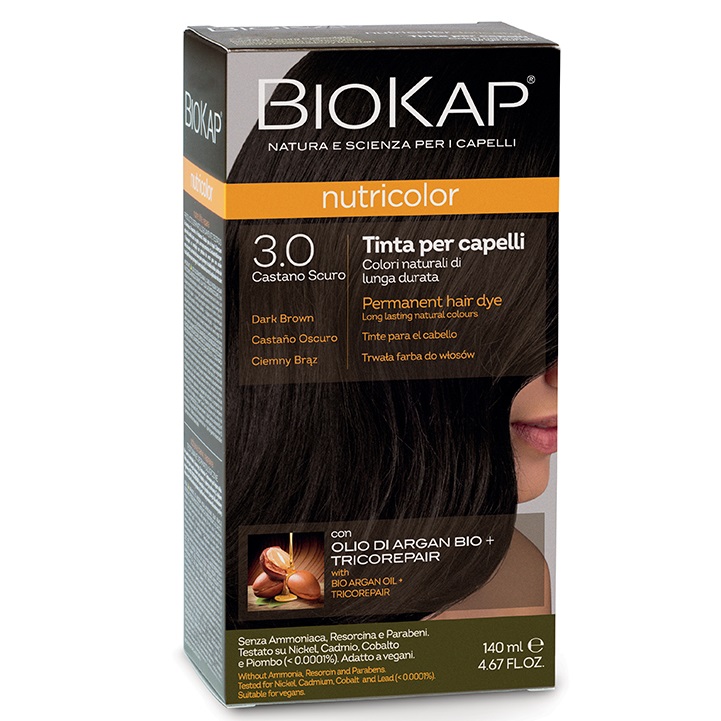 Vopsea permanenta pentru par Nuanta 3.0 Dark Brown Nutricolor, 140 ml, Biokap