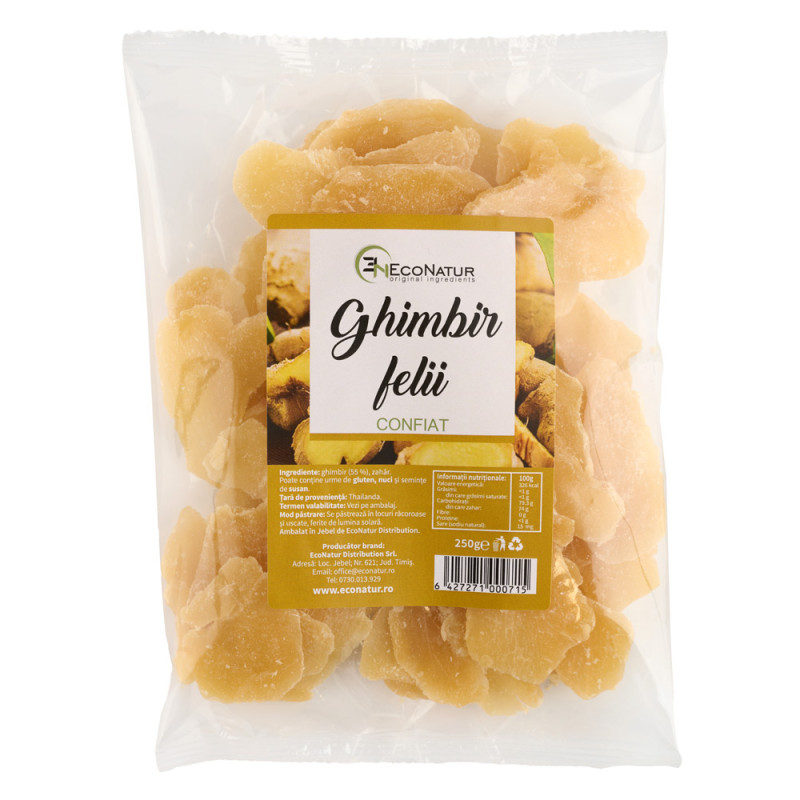 Ghimbir felii confiat, 250 g, Econatur