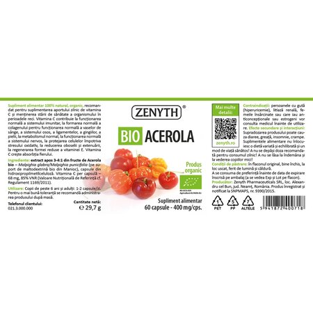 Bio Acerola, 400 mg, 60 capsule, Zenyth 702828