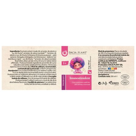 Sirop Imunostimulent Ingerasul, 200 ml, Dacia Plant 739106