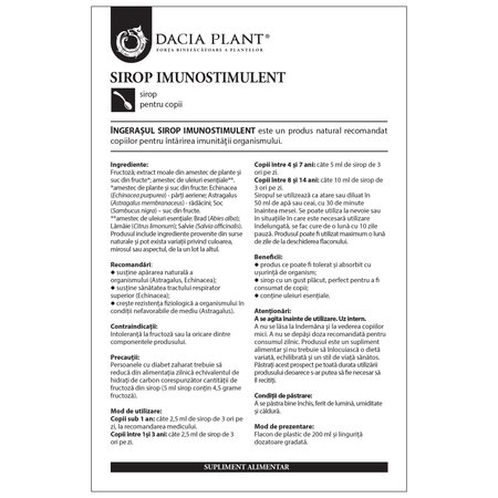 Sirop Imunostimulent Ingerasul, 200 ml, Dacia Plant 739107