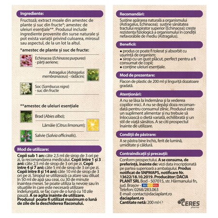 Sirop Imunostimulent Ingerasul, 200 ml, Dacia Plant 739105